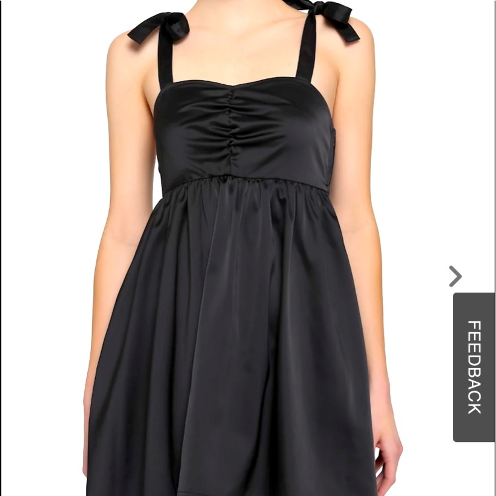 Black Ruched Tie Strap Babydoll Dress hot topic M pockets